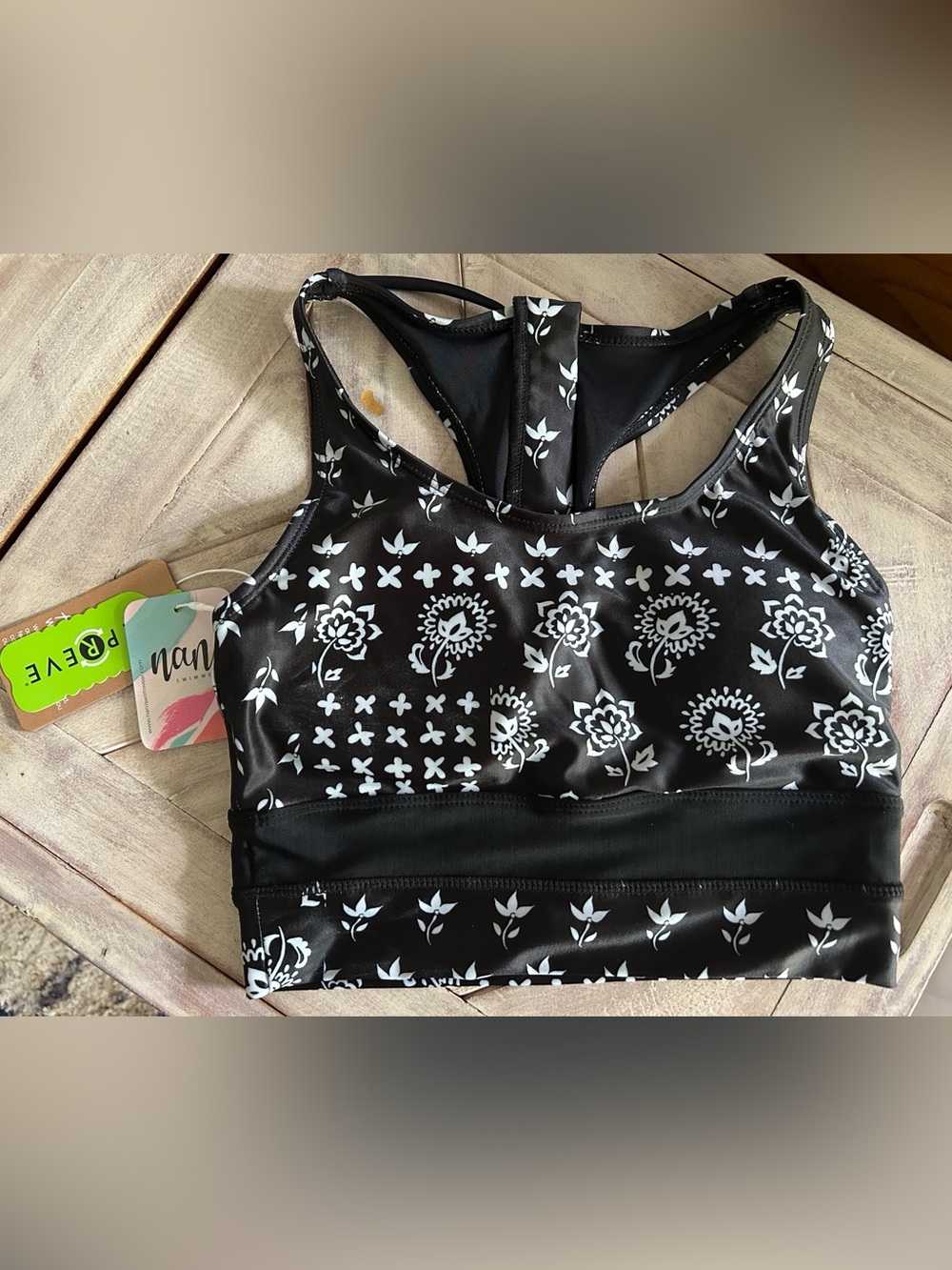 Women’s Black Avalon Cut Back Crop Swim Top - XS - NWT